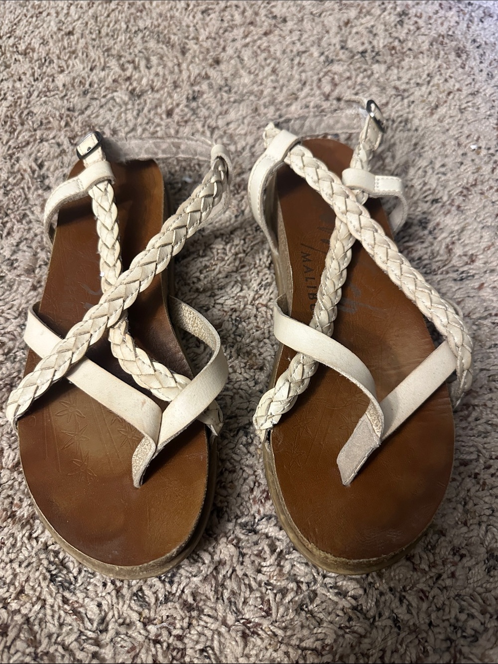 Braided Strap Women's Sandals in Cream - Casual Summer Footwear